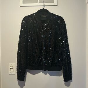Black sequin long sleeve jacket